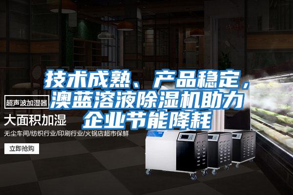 技術(shù)成熟、產(chǎn)品穩(wěn)定,澳藍(lán)溶液除濕機助力企業(yè)節(jié)能降耗